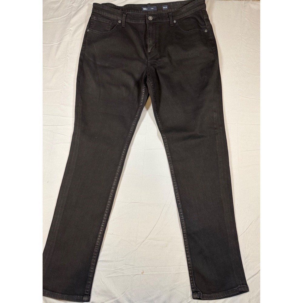 BKE Tyler Mens Straight Leg Jeans Black Stretch Denim 40x34